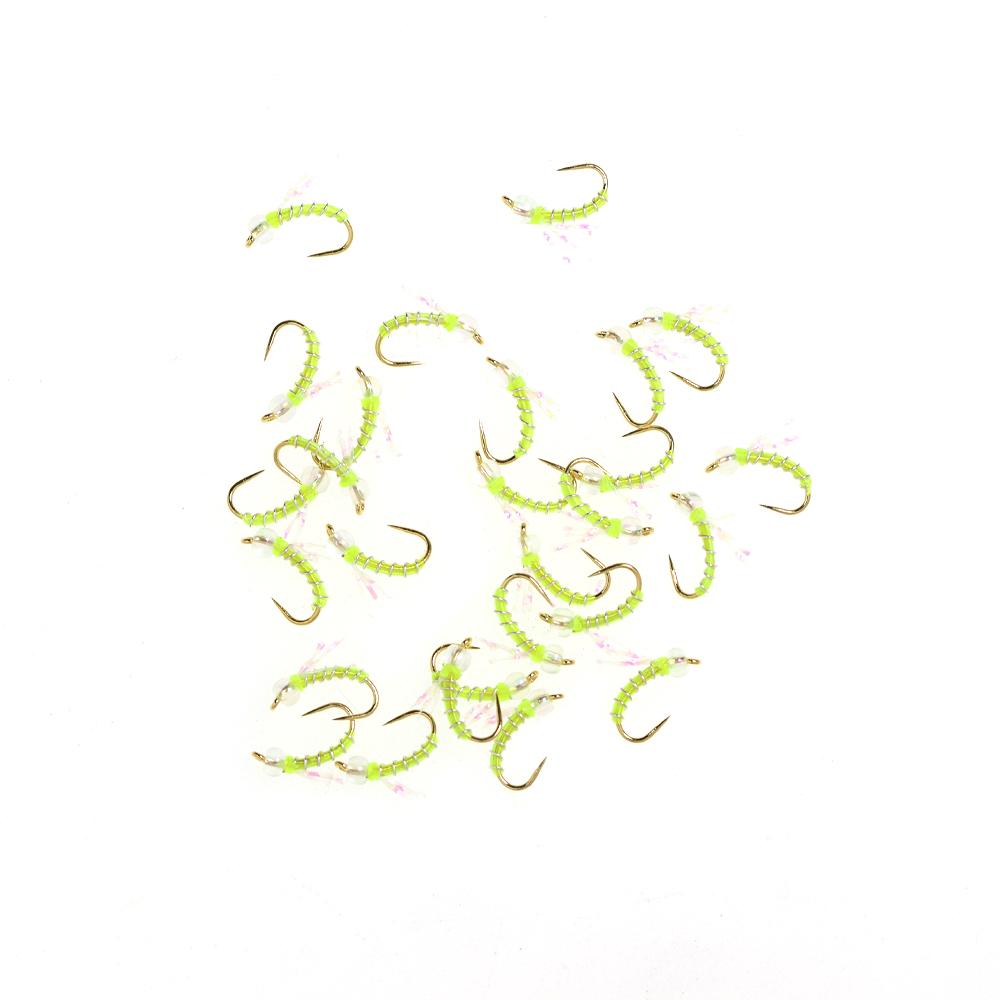 10 PIÈCES Nymphe Standard Midge pour la Pêche à la Mouche, Motif Truite pour Toute l'Année, Hameçon Doré sans Ardillon #16, Leurres d'Eau Douce pour la Pêche à la Mouche