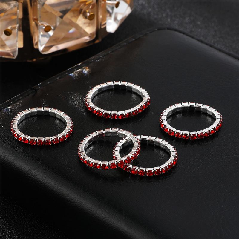 Single Row Rhinestone Ring, Elastic Ring, Diamond-Set Ring, Mixed Batch Elastic Ring
