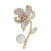 Elegant Luxury Enamel Diamond Pearl 3D Flower Brooch for Women – Anti-Exposure Pin Accessory