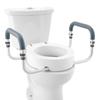 Raised Toilet Seat, 3.5" Height Raised, 300 lbs Weight Capacity, for Standard Round Toilet, Aluminum Handrail, with EVA Armrest Padding, for Elderly,