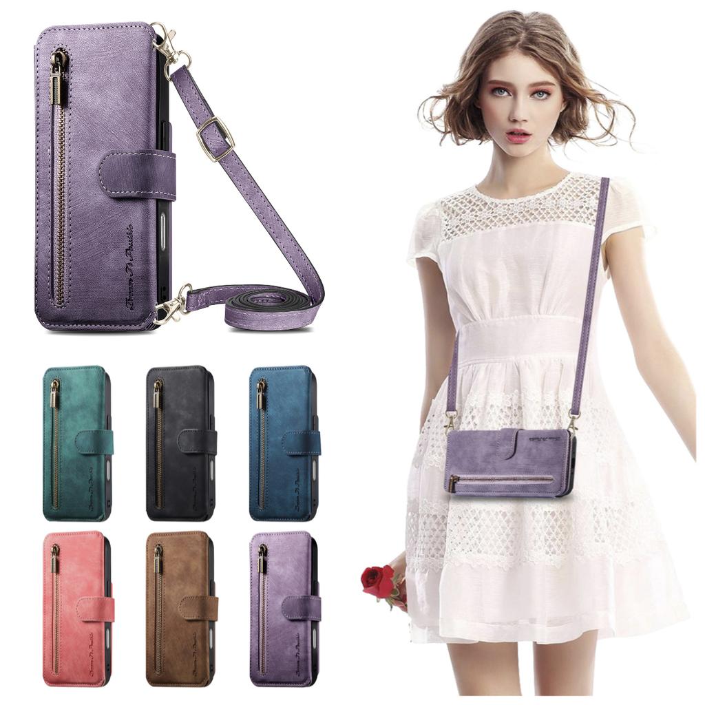 4-in-1 Wallet Case for iPhone XS/11/12/13/14/15/16/17 Series (Protector, Card Holder, Crossbody Bag, Stand)