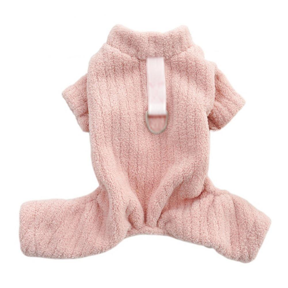 

Теплая пижама для щенка Фланелевая одежда для собаки на четырех лапах Плюшевый комбинезон для собаки для осени и зимы XS розовый