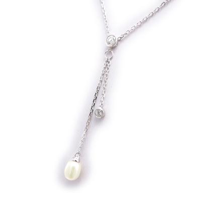 [J9559] - White 'Sissi' Silver Necklace