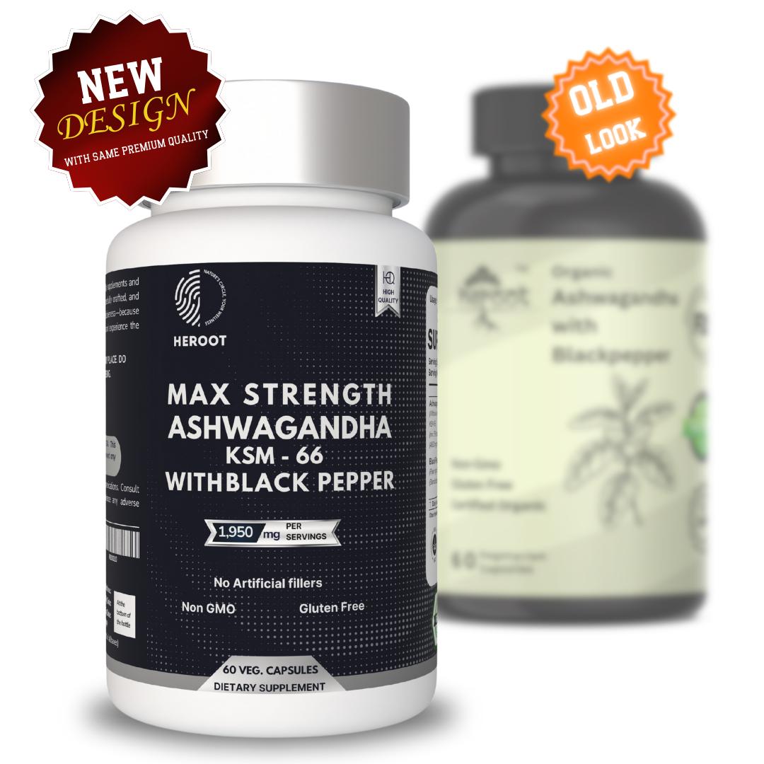 

Heroot Organic Ashwagandha 500mg Capsules - Занепокоєння, зняття стресу та підтримка імунітету Pack=300 Capsules