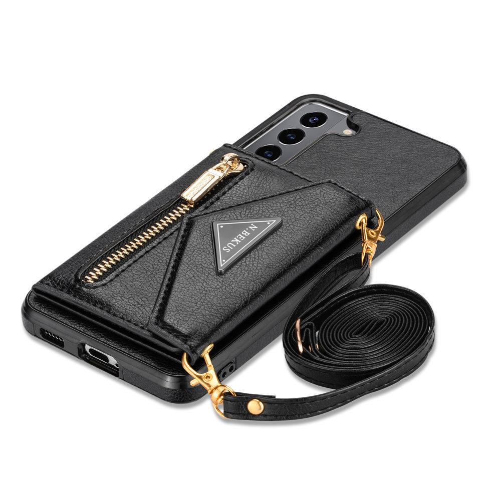 Crossbody Geldbörse Lederhülle für Samsung Galaxy S24 Ultra S23 S22 S21 S20 Plus A51 A71 A52 A72 A53 Reißverschluss Kreditkartenhülle