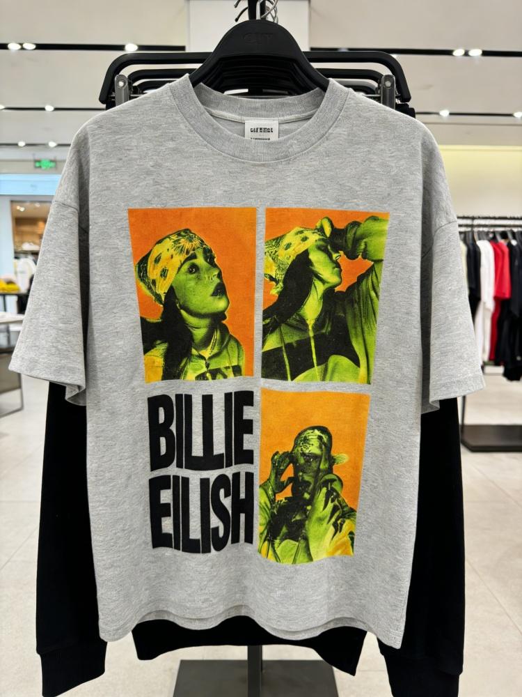 Billie Eilish Bandana Portrait Printed Casual Fashion Summer Tshirt for Men and Women Loose Oversized Retro Cotton Tshirt 2026