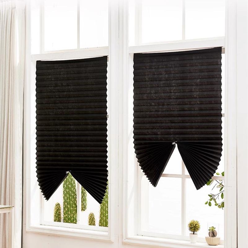 Self-adhesive Pleated Blinds for Windows Sun Shade Blinds Adjustable Window Blinds Half Blackout Curtains Blind Roller Decor