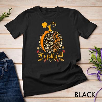 Este Toamnă Y’all Tricou Unisex cu Imprimeu Dovleac și Leopard Cadou de Halloween pentru Asistentă