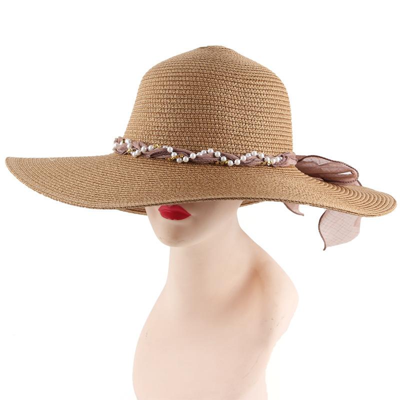 Women's Summer Straw Hat with Large Edges for Sunscreen and Vacation Dome Sun Hat