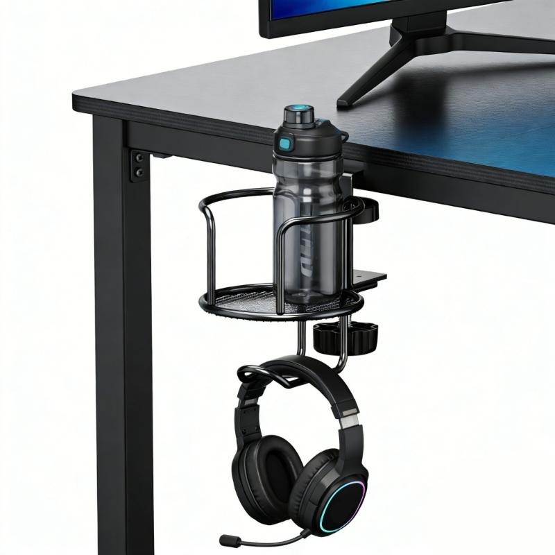 Support de table métallique pratique pour tasses et porte-sacs pour bouteilles d'eau, écouteurs au bureau, chambre d'étudiant