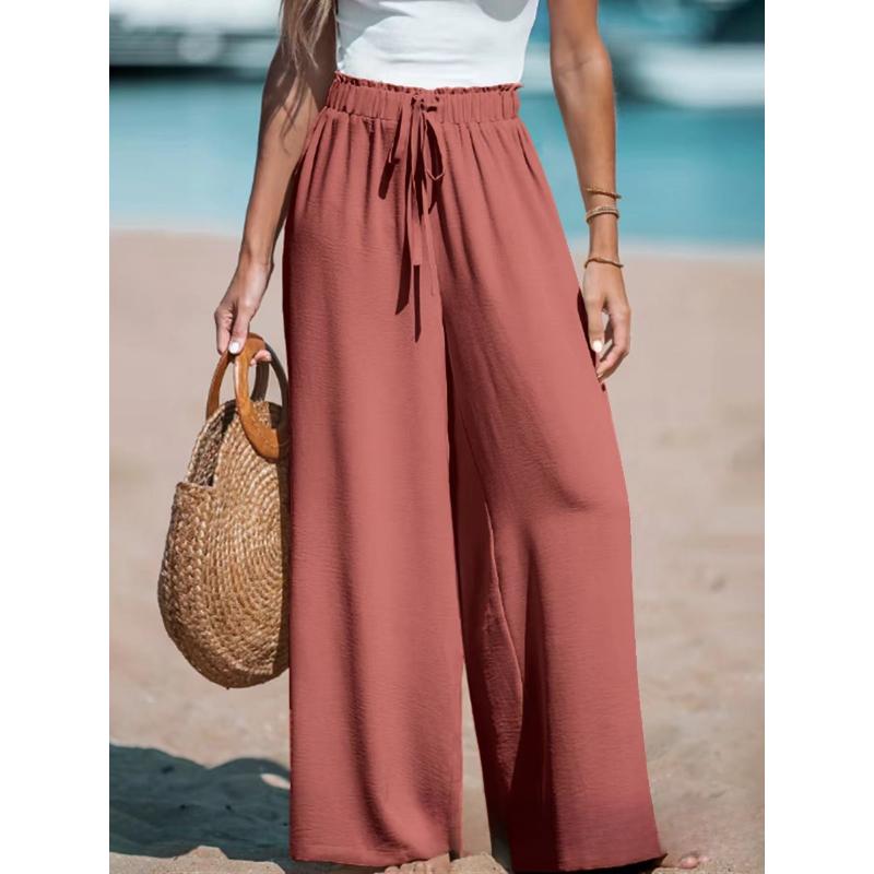 Damenhose mit weitem Bein, lockerer Kordelzug, bequeme, lässige Modehose für vier Jahreszeiten