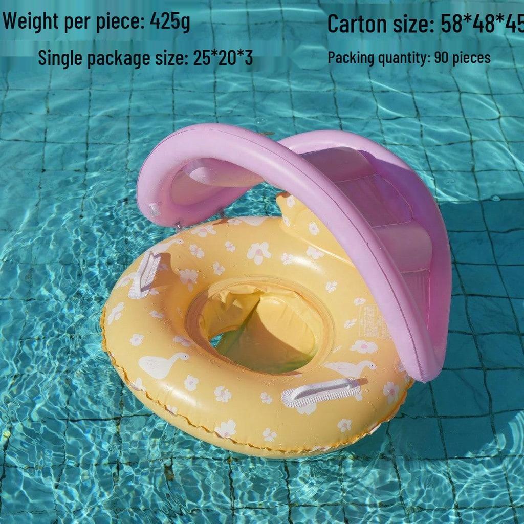 Large Toddler Boat-Themed Swimming Ring with Canopy & Steering Wheel