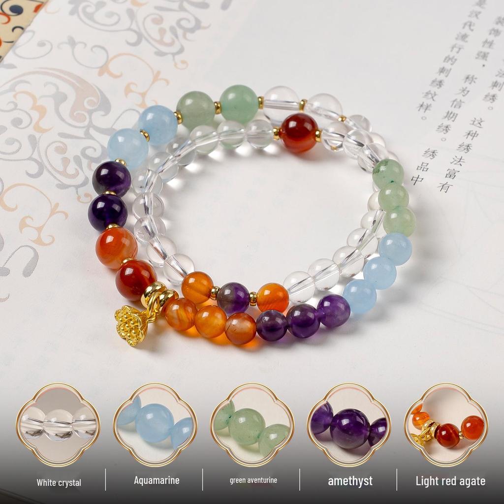 Five Elements Crystal Multi-Treasure Bracelet - Popular Girls' Benmingnian Hand String