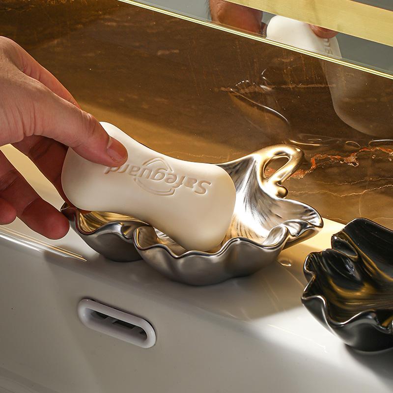 Soap Dish Light Luxury Household Bathroom Creative Bathroom Ceramic Soap Dish Holder Bathroom Accessories