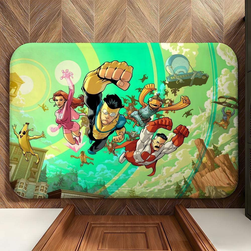 Animation I-Invincible H-Hero Floor Mat Soft Flannel Floor Mat Suitable for Entryways, Living Rooms, Bedrooms, and Bathrooms