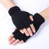 Autumn/Winter Warm Acrylic Knit Half-Finger Solid Color Office Gloves