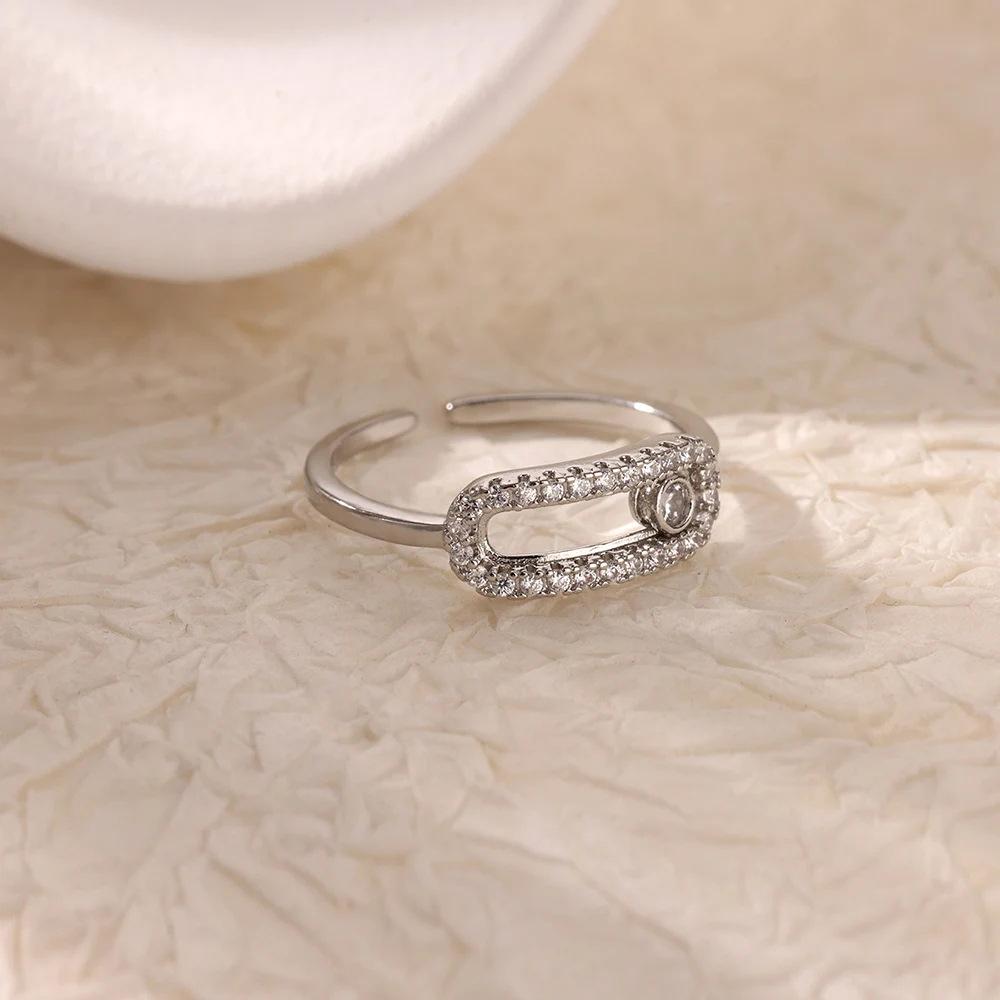 

Exquisite full diamond sliding zircon ring women s niche design light luxury high sense exquisite fashion personalized ring opening Opening adjustable серебряный