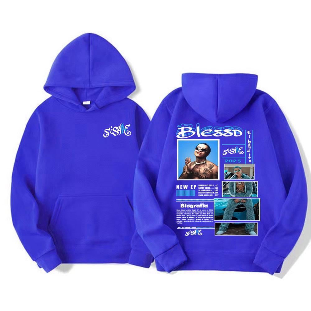 Rapper Blessd Sisabe Albüm Turu Tişörtlü Kapüşonlu Sweatshirt Erkek Kadın Moda Hip Hop Retro Sweatshirt Oversize Kapüşonlular