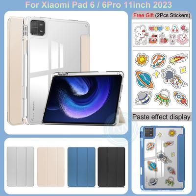 For Xiaomi Pad 6 Xiaomi Mi Pad 6Pro 11inch 2023 Ultra-thin Acrylic Leather Case Transparent Shockproof Back Cover