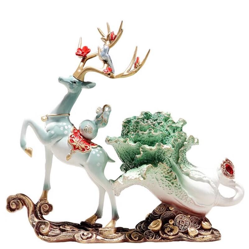 Ruijie Resin Lucky Deer & Cabbage Ornament