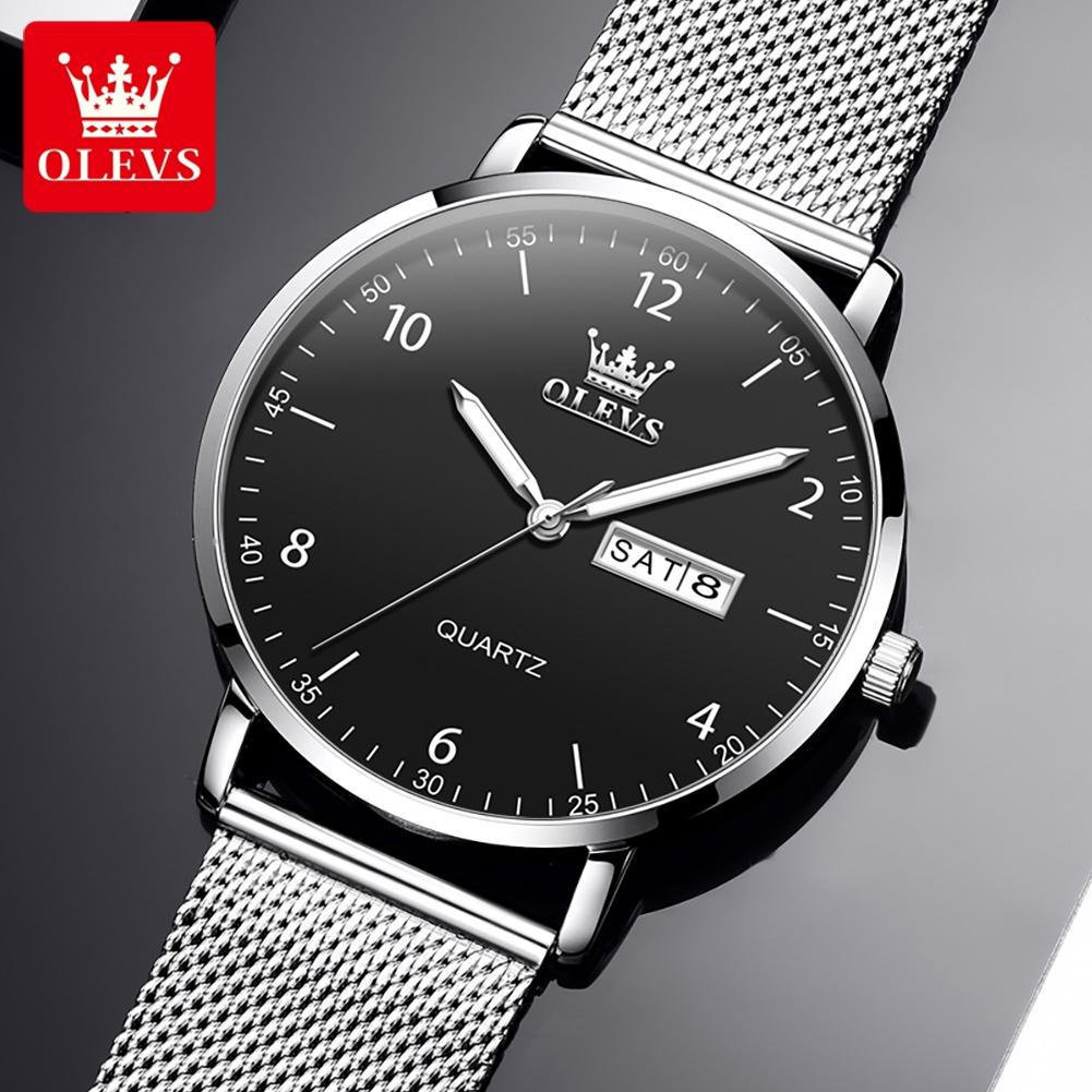 OLEVS 2996 Mens Watches Casual Fashion Original Slim Quartz Watch Waterproof Luminous Week Date Watches For Men Gifts Reloj