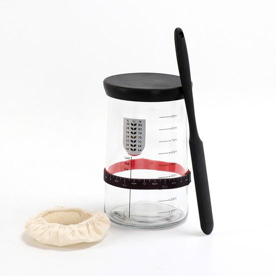 Sealed Jar, Sourdough Starter Kit with Date-Marked Feeding Tape, Large Wide Mouth Glass Jars for Active Fermentation
