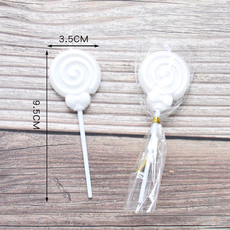 Single Bow Candle Beautiful Cake Decoration Plug-in Pink and White Cartoon Lollipop Birthday Candle