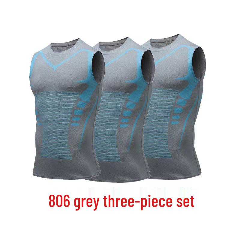 Men's Quick-Dry Sleeveless Three-Piece Fitness Set for Running and Basketball