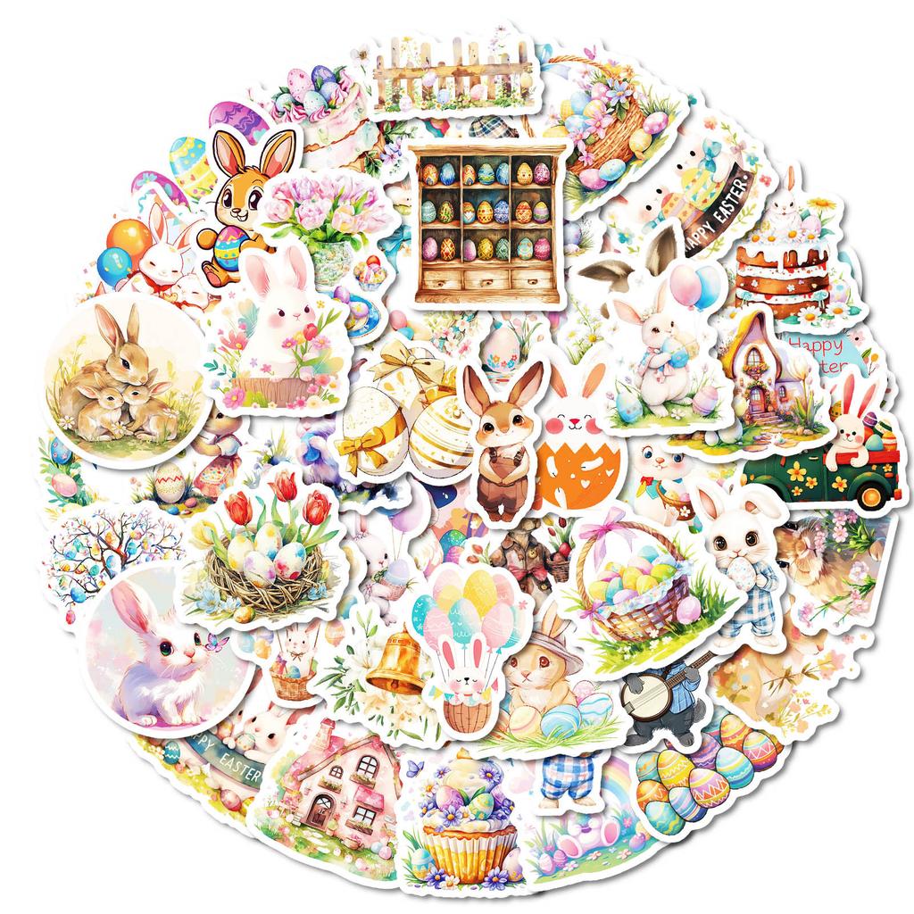 50 Easter-Themed Waterproof Decorative Stickers Easter Egg Rabbit Do Not Repeat Decorative Stickers