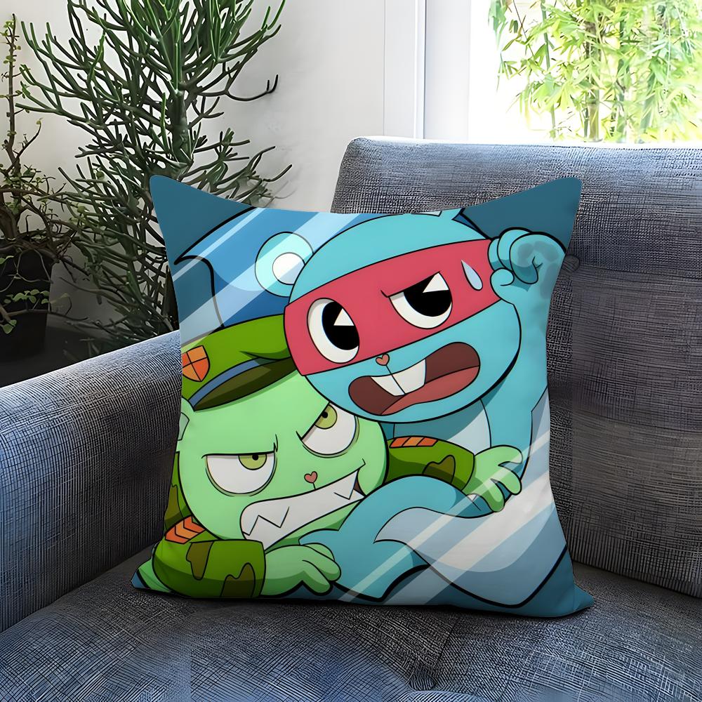 Anime Happy Tree Friends Cushion Cover Comfortable Reversible Pillow Cover Ideal for Car Sofa Bedroom & Beyond
