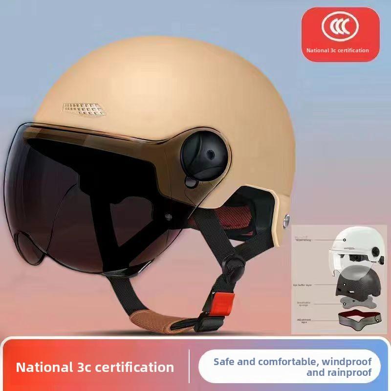 

Helmet Electric Car 3C Standard Men and Women Summer Breathable Sunscreen Battery Motorcycle Half Helmet one size