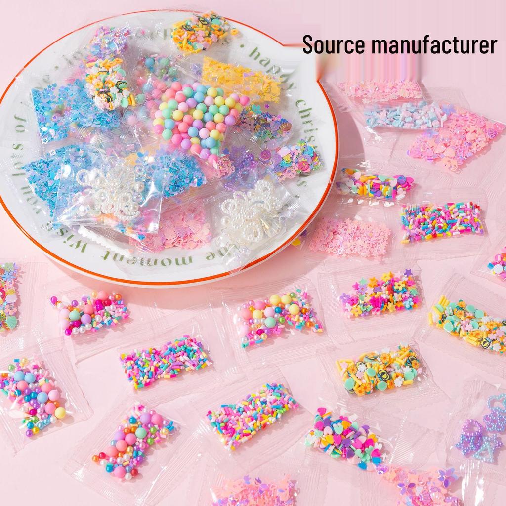 Polymer Clay Macaron Beads and Pearl Sugar Granules for DIY Slime, Epoxy, and Crafts