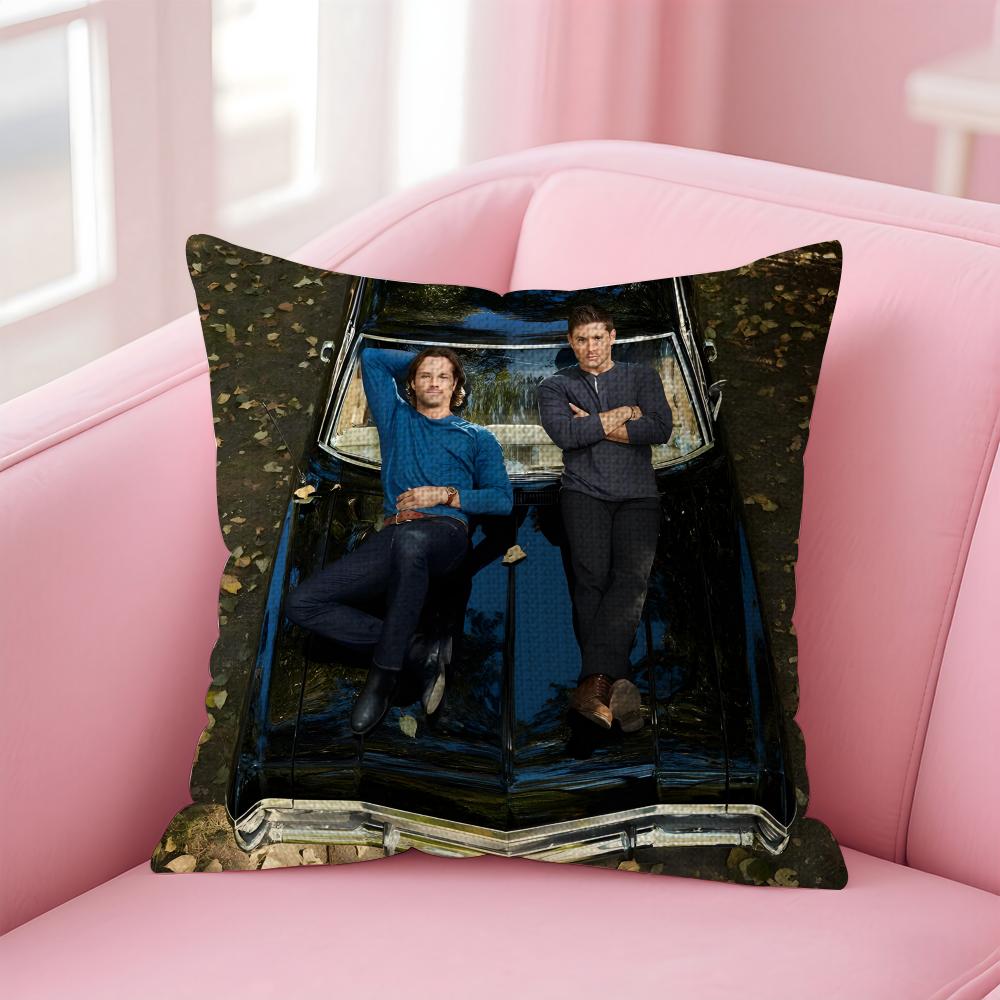 SSupernatural TV Series Cushion Cover Natural Linen Pillow Case DoubleSided Print Decorative Sofa Pillowcase Home Decor Gift