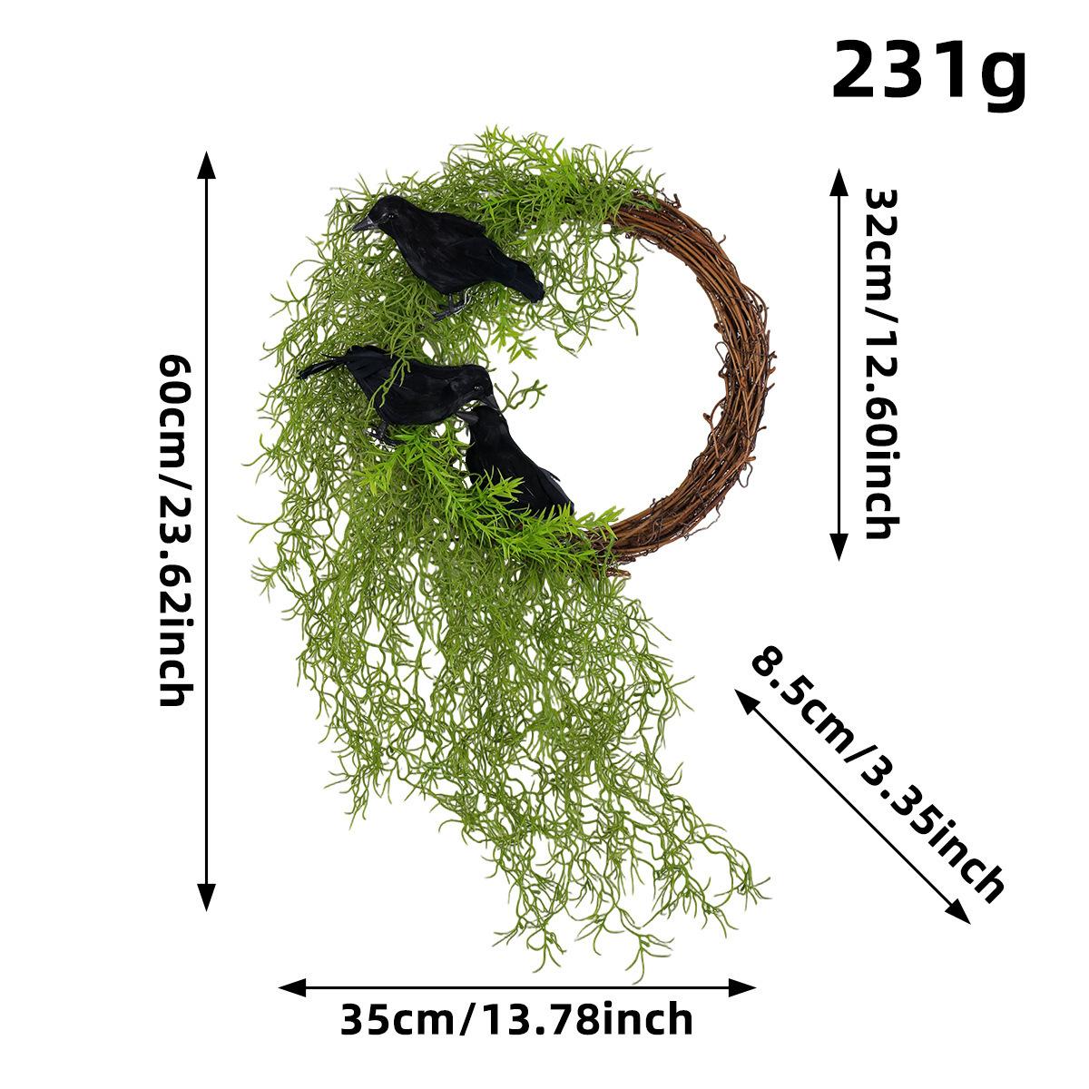 

Красота Борода Ворон Гирлянда Подвеска на дверь Хэллоуин Двор Имитация Растения Ротанговый Круг Настенное украшение коричневый