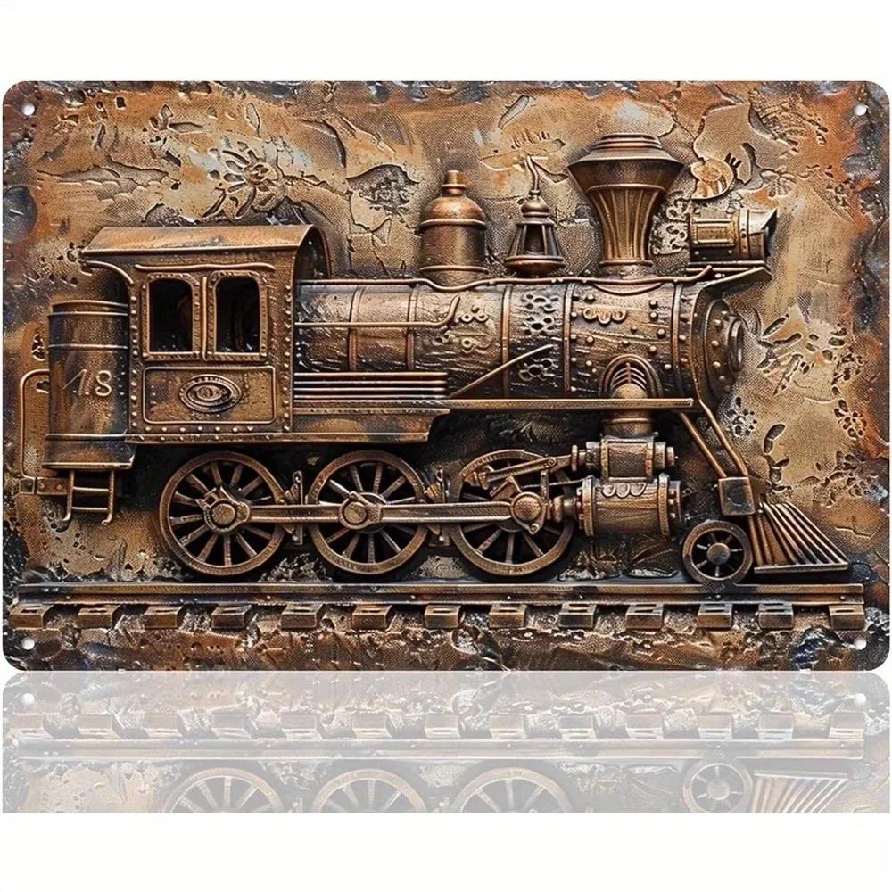Vintage 3D Classic Car Train Poster Metal Tin Sign Plaque Hotel Cafe Wall Panel Garage Club Man Cave Bar Decoration