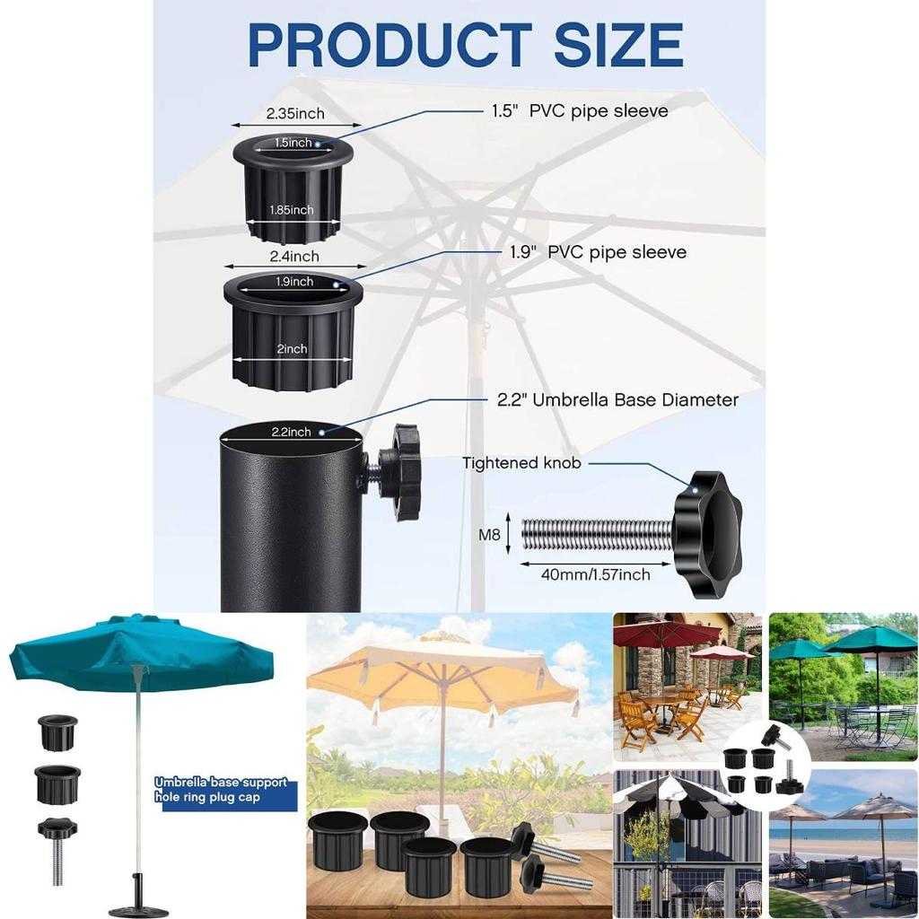 Plastic Umbrella Base Adapter With Screw Fixing For Solar Umbrella Stand And Support Pole
