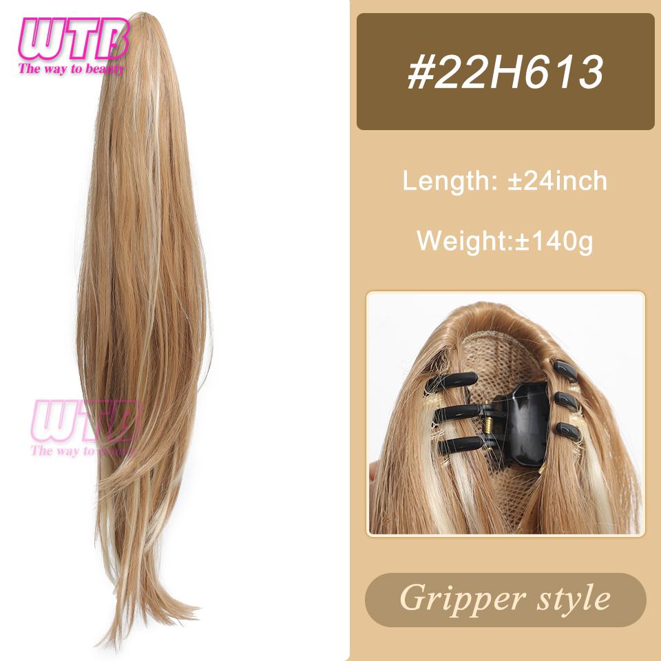 WTB Synthetische Perücke, Pferdeschwanz, weiblich, Halteklammer, hoher Pferdeschwanz, natürlich, leicht gelockt, langes, lockiges Haar, Halteklammer, Pferdeschwanz-Perücke