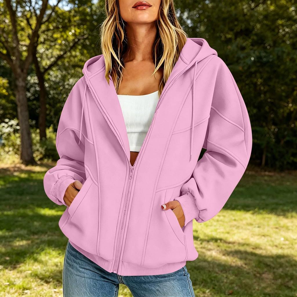 Women's Casual Zip Up Hoodie with Pockets for Everyday Wear