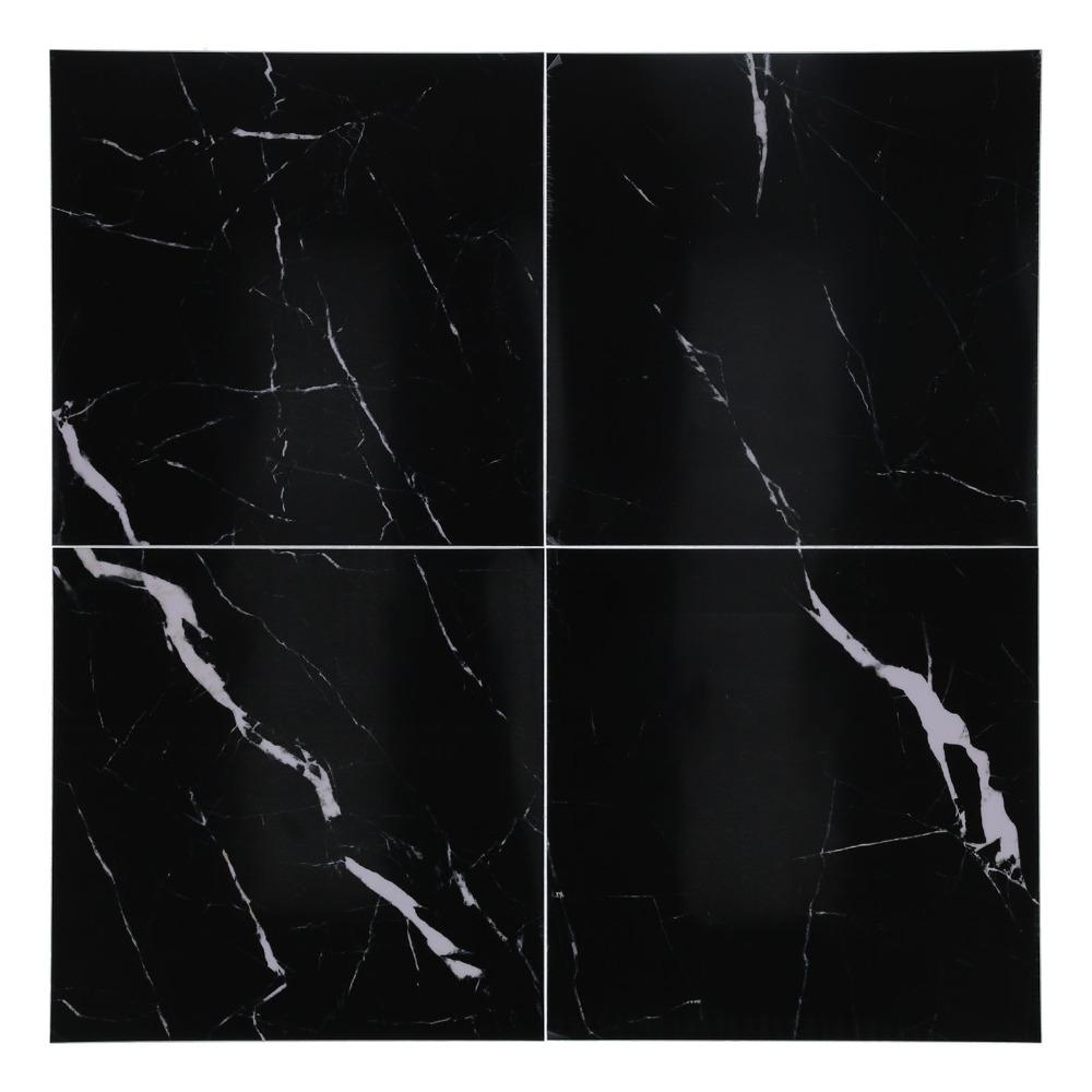 4Pcs Black (Dark Coffee) Self Adhesive Floor Decals Marble Tile Stickers for Stairs