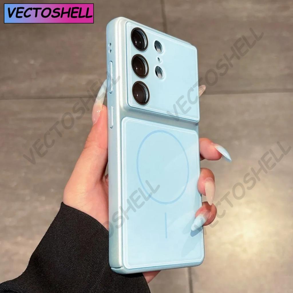 Luxury For Magsafe Wireless Charge Case For Samsung Galaxy S26 S25 S24 FE S23 Ultra Plus Camera Lens Protection Shockproof Cover