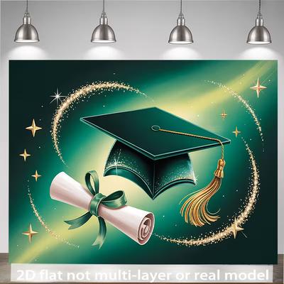 2D Graduation Mortarboard & Scroll Backdrop for College & High School Grad Party Decor