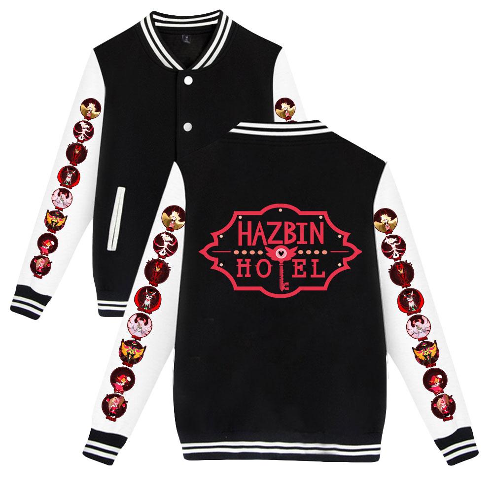 Women Men's Jackets Hazbin Hotel Baseball Jacket Oversize Outerwear for College Couples Clothing Costume