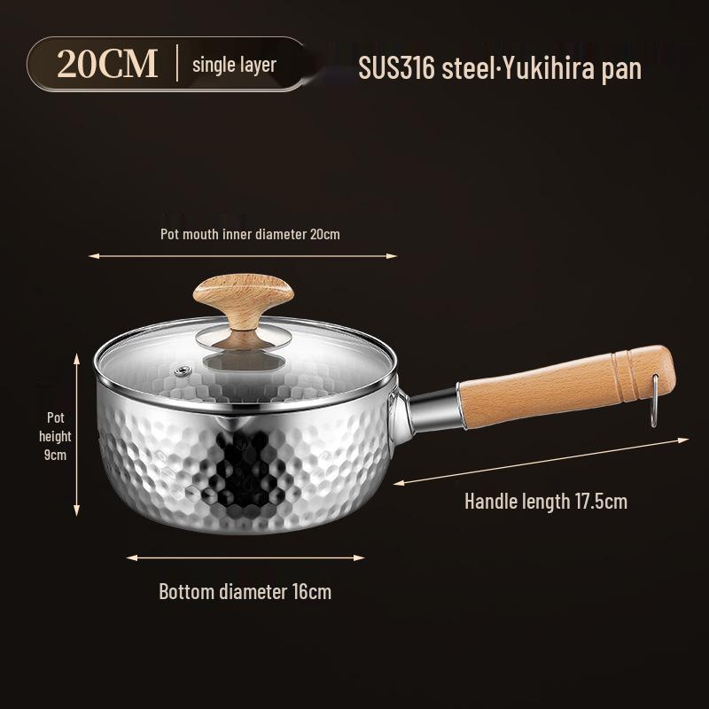 Unbeschichtete Edelstahl Yukihira Milchpfanne – Babynahrung & Ramen-Suppentopf