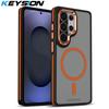 KEYSION Shockproof Magnetic Case for Samsung Galaxy S25 S26 Ultra 5G S26+ S25 FE Matte Translucent Color Blocking Phone Cover