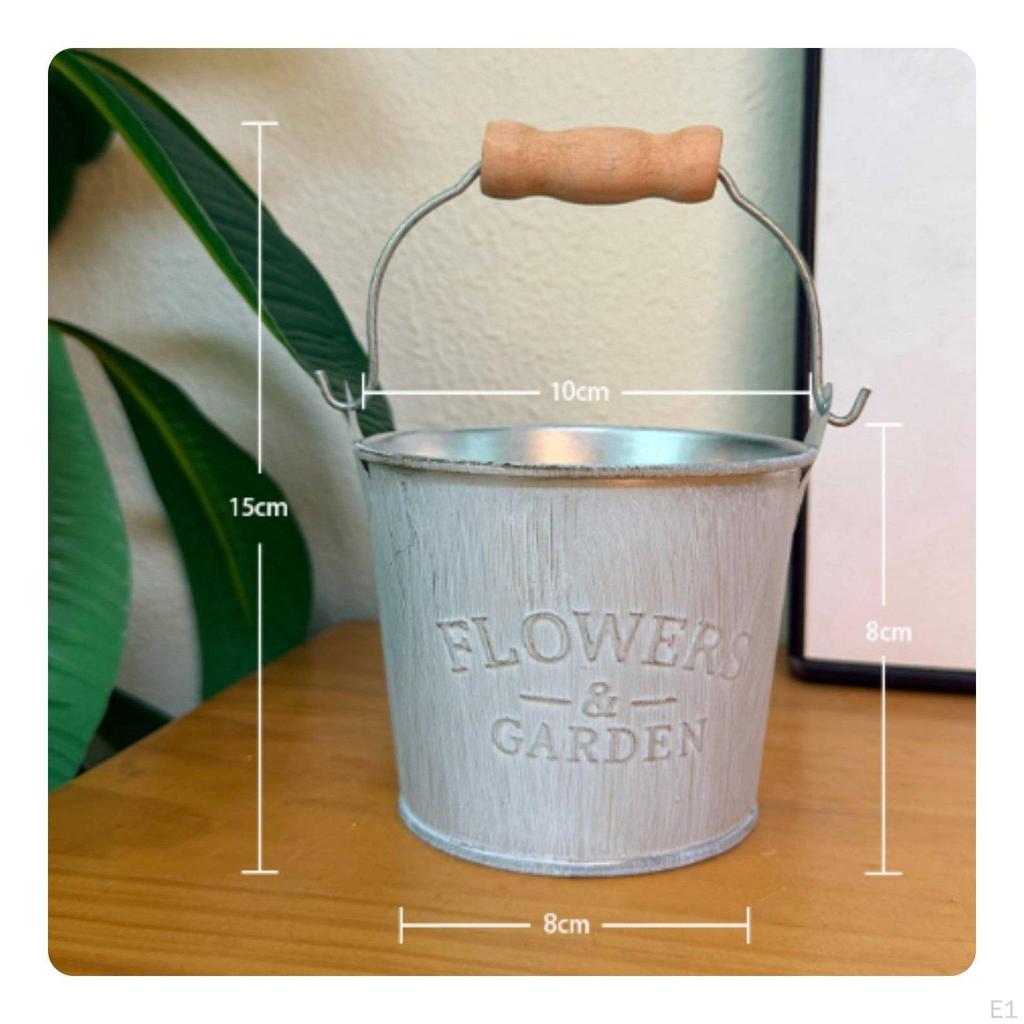 Galvanized Iron Decor Pot Handmade Rustic Tin Flower Distressed Finish Mini Watering Can Planter