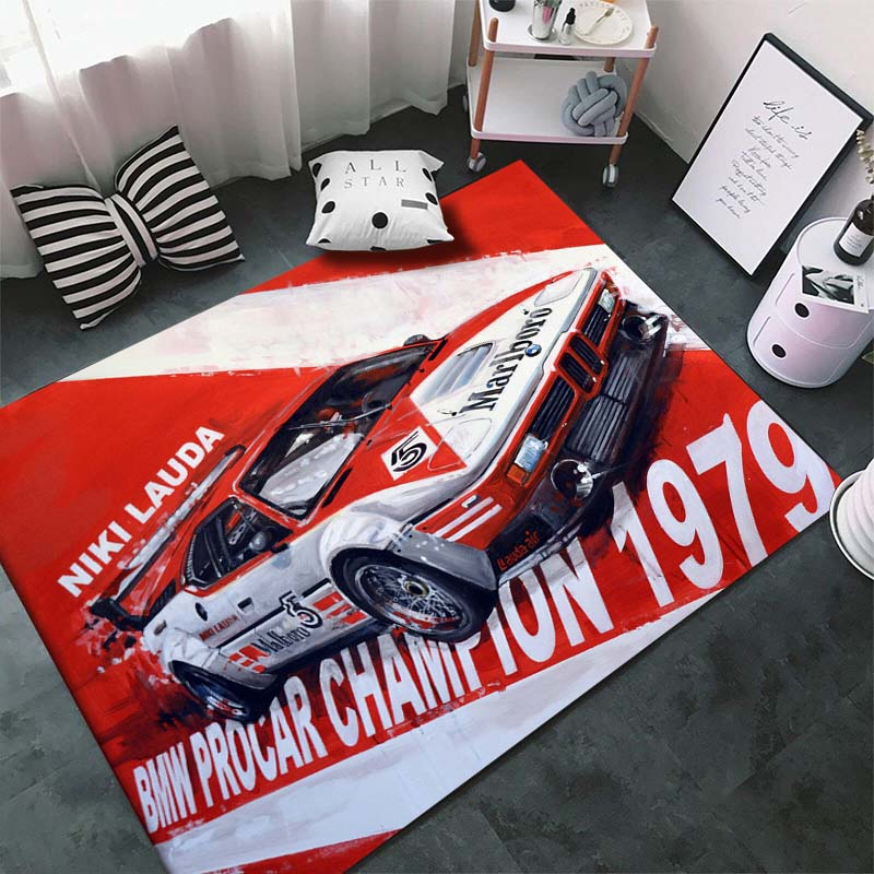 15 Sizes Classical Racing Car Pattern Art Rug for Bedroom Living Room Cool Old Car Floor Mats Home Decor Non-Slip Floor Pad Rugs
