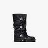 Dark Functional Wind Folded Medium Pants Tube Boots Women'S Thick-Soled Heightening Knight Boots Retro Belt Buckle Skinny Stacking Boots