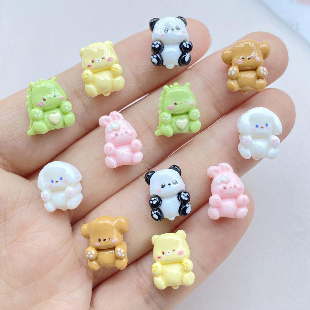 20Pcs New Cute Resin Cartoon Rabbit, Panda, Dog, Dinosaur Flat Back Scrapbooking DIY Jewelry Craft Decoration Accessories
