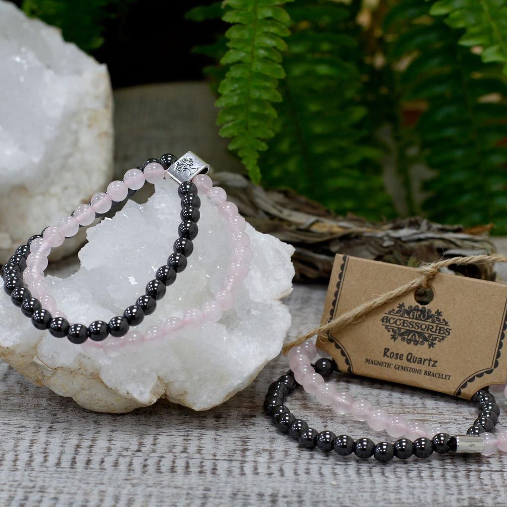 Rose Quartz Crystal Bracelet, Magnetic