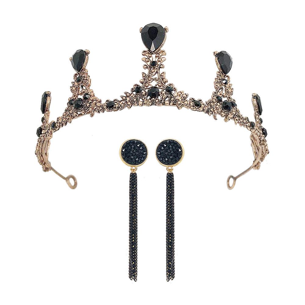 

Барокко Ретро Черная Блестящая Корона Свадебная Тиара Свадебное Платье Свадьба День Рождения Корона